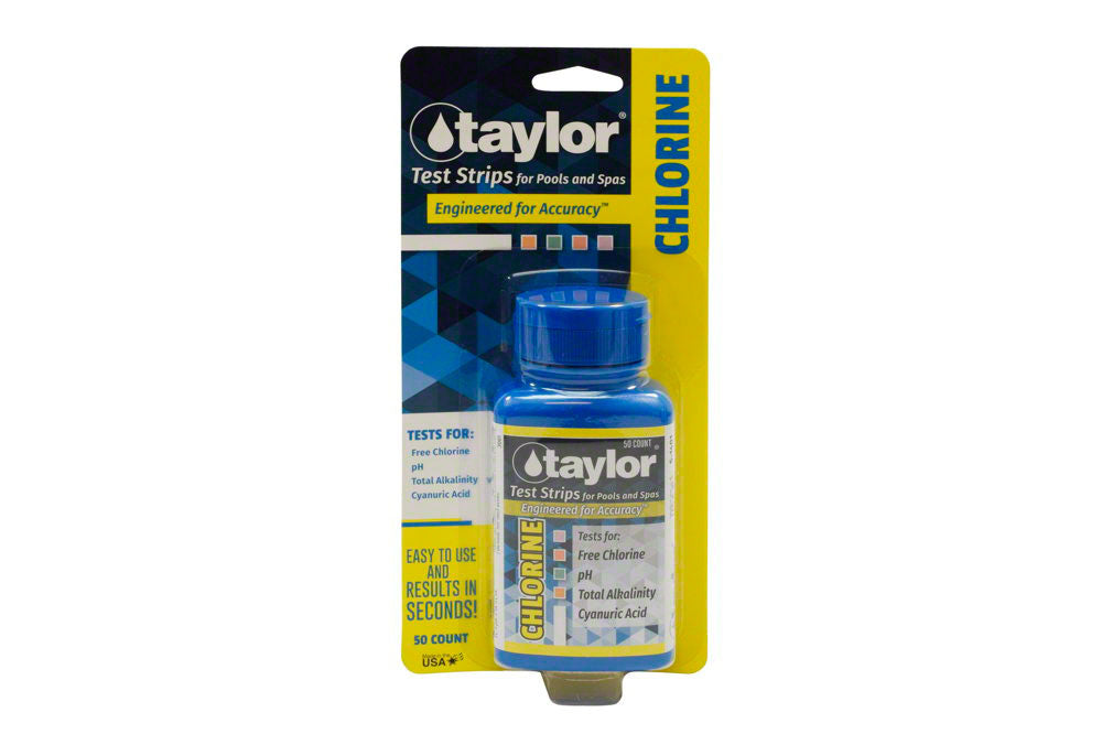 Chlorine Test Strips for Free Chlorine, pH, Alkalinity, CYA - 50 Strips