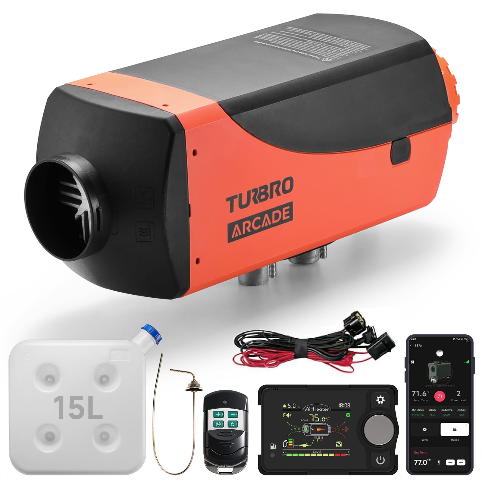 Arcade S8BP Diesel Heater, 8kW Dual Voltage, 4 Gal Large Tank