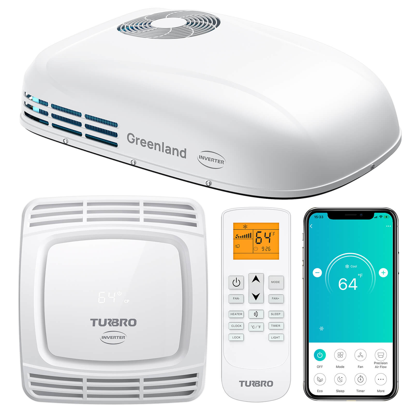 Greenland 13,500 BTU Inverter RV Air Conditioner with Heat Pump