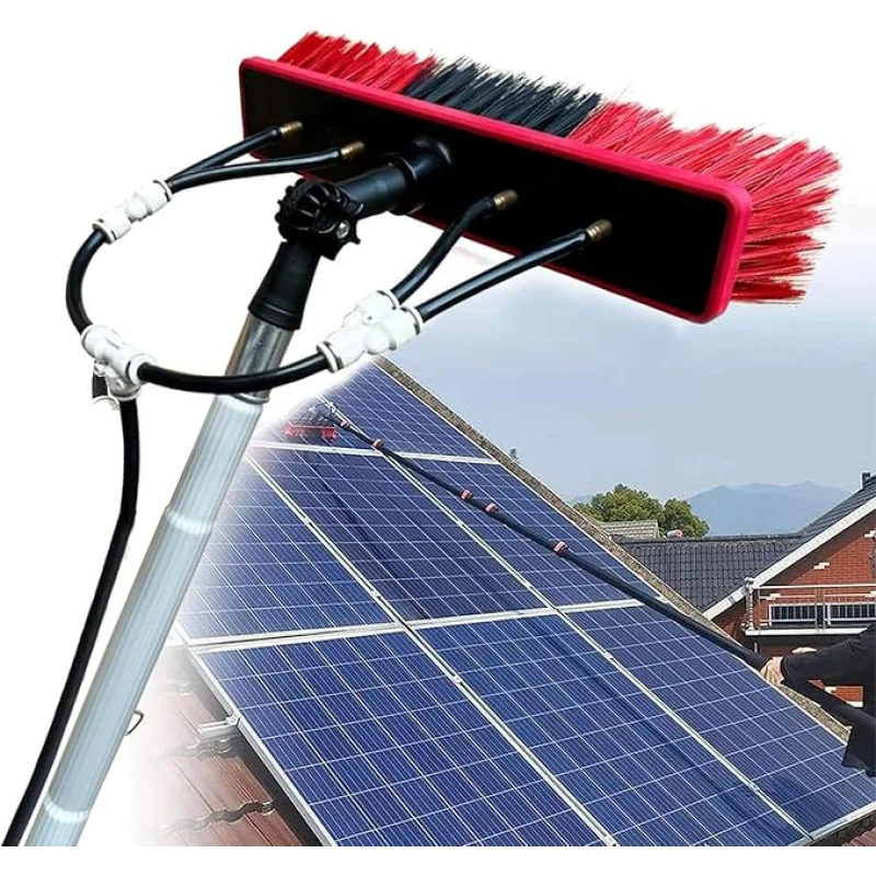 7m Rod/50cm Brush, Telescopic Window Cleaner, Window Cleaning Pole, Water Fed Telescopic Brush, Window Cleaner Kit, Extendable Solar Panel Washing Equipment Cleaning Conserva