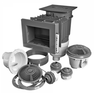 Waterway Renegade Gray 2.5" Spigot / 2" S Wide-Mouth Short Throat Vinyl Liner In-Ground Skimmer Builder’s Pack; 545-8507