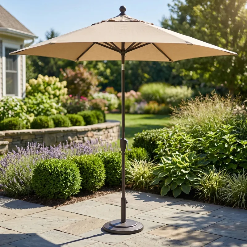 9' Push Button Tilt Umbrella - Antique Beige