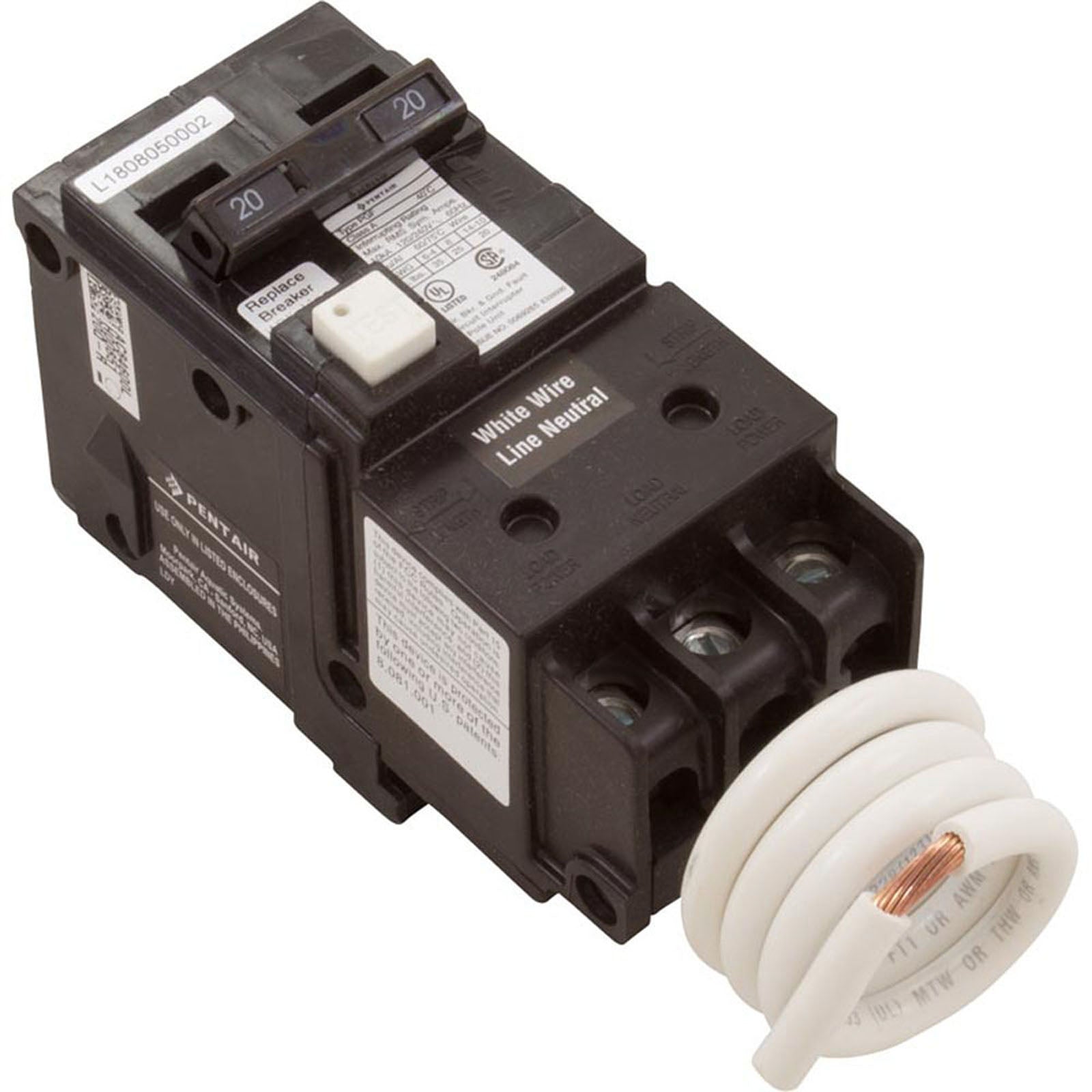 GFCI Circuit Breaker, 20A, 115v/230v, Double Pole