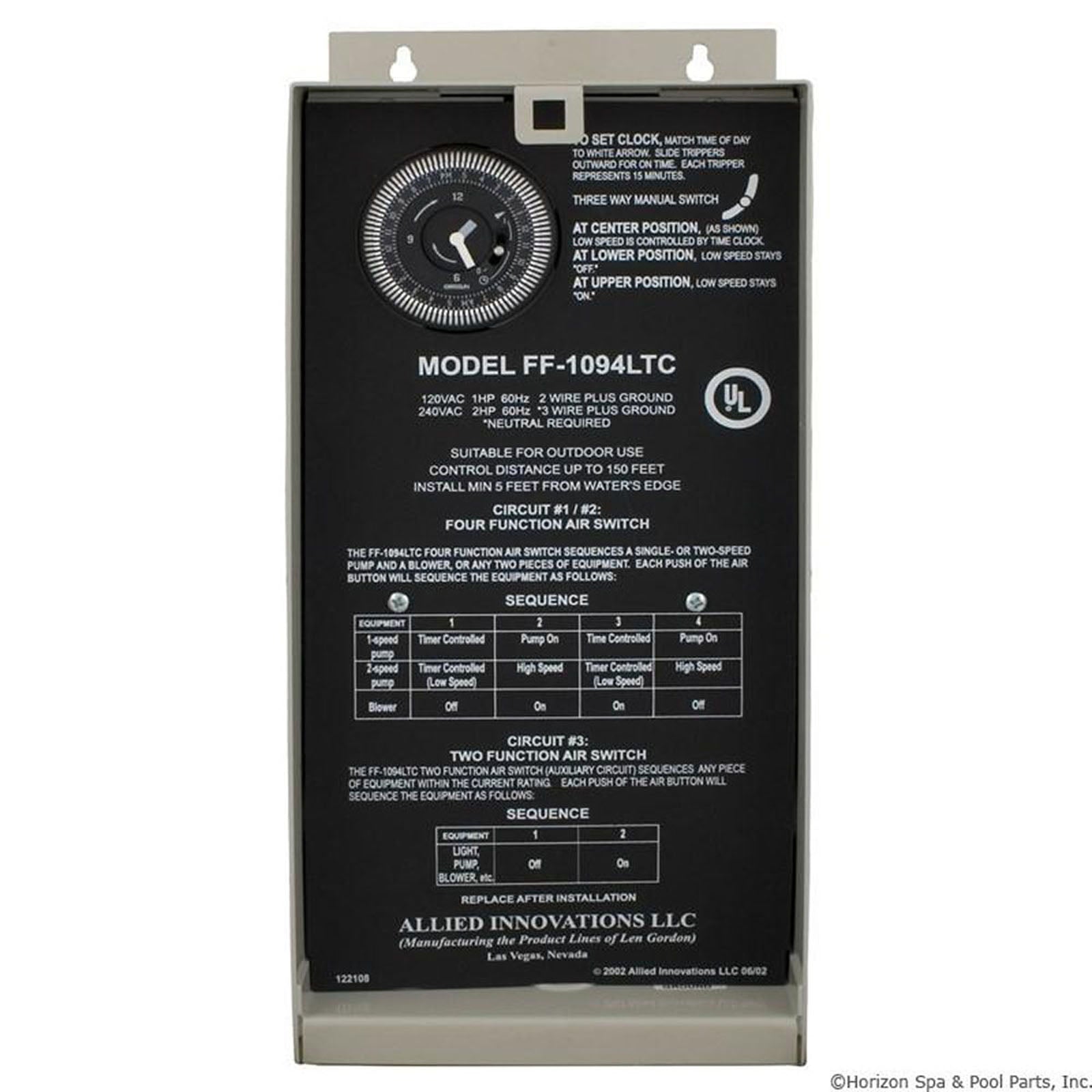 Control,Len Gordon FF1094LTC,115v/230v,Dual Circuit,w/TC,Aux