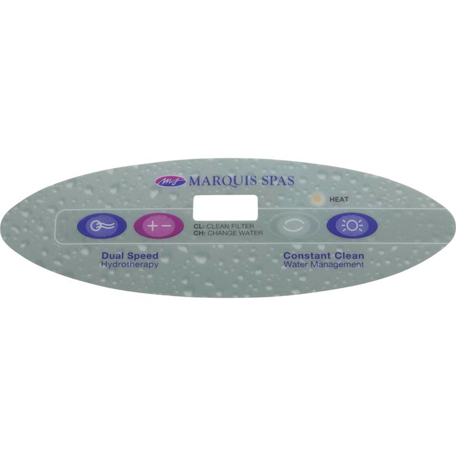 Overlay, Marquis Spas, 4 Button, P1, Temp, Lt