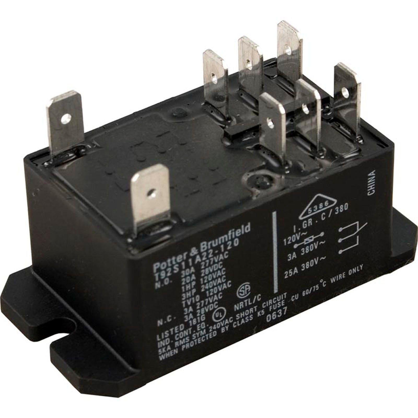 Relay, PandB, T-92, DPDT, 30A, 115v, Coil
