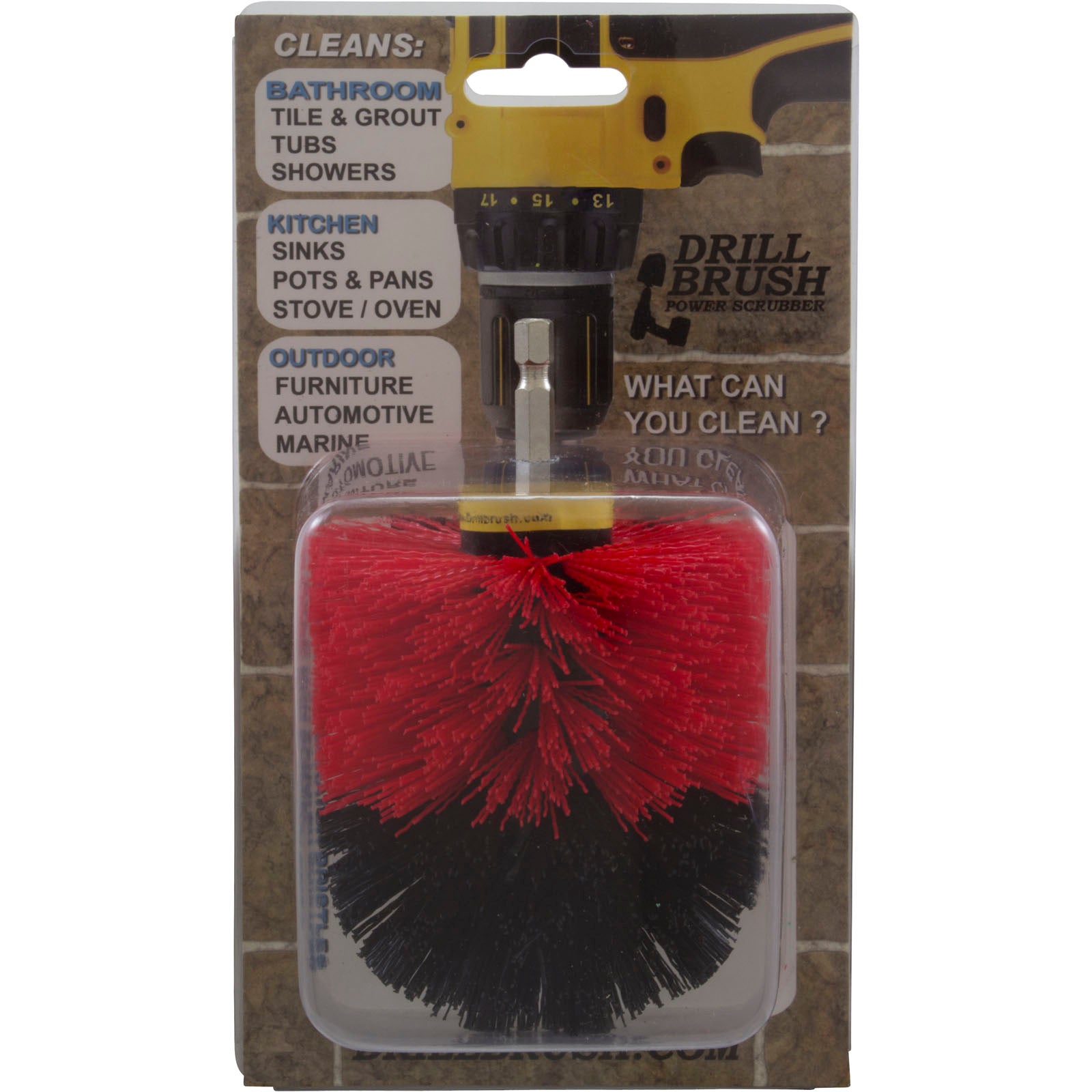 Drill Brush, Useful Products, Power Scrubber, Stiff, Red/Black