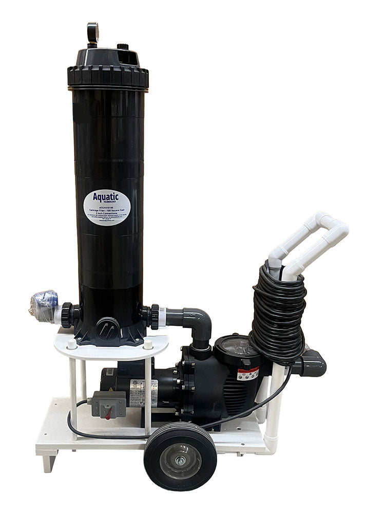 Portable Pool Vacuum System with 1 HP Pump and 100 SF Cartridge Filter - 100 Foot Cord