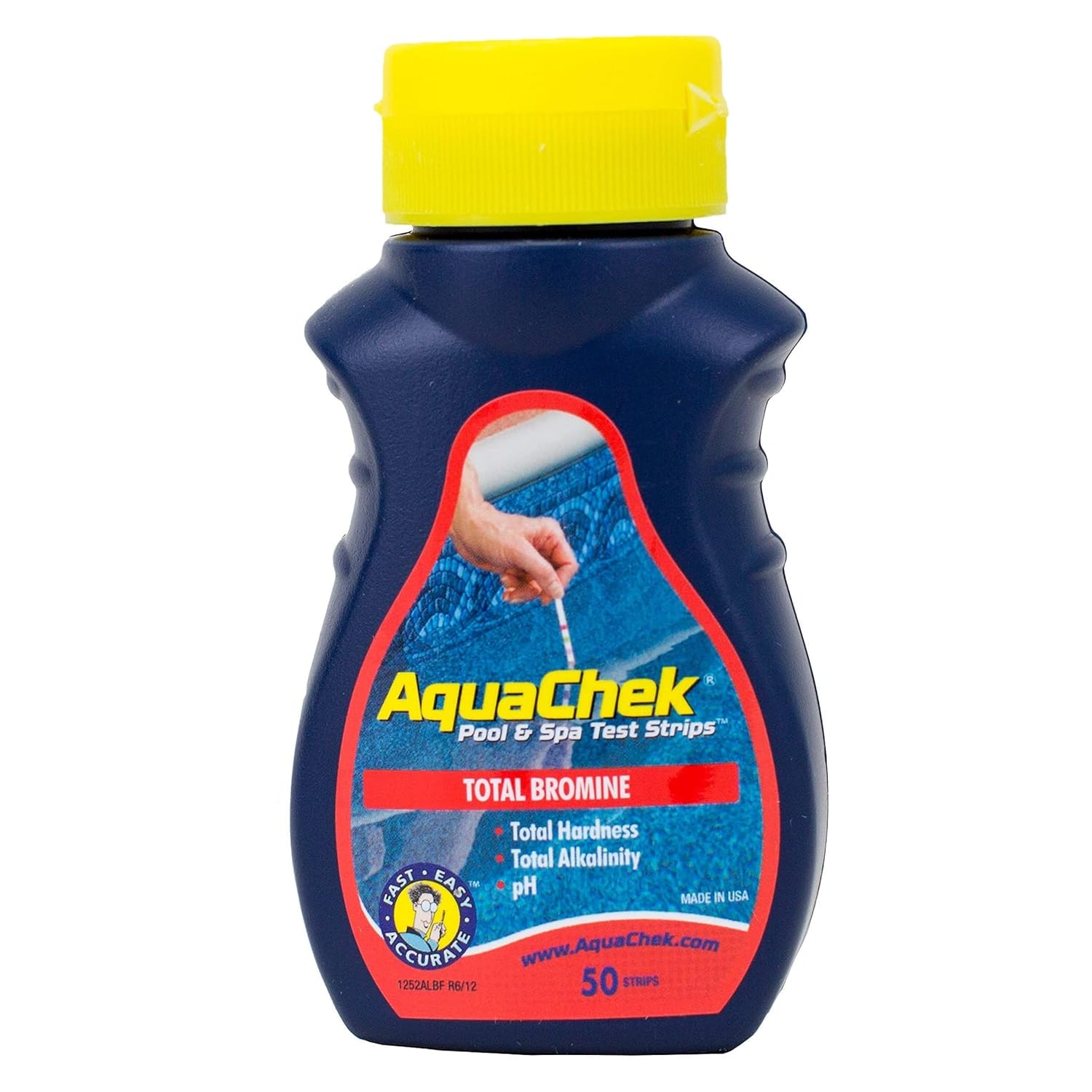 AquaChek Red 4-Way Spa Test Strips - 50 Bromine Test Strips - Hot Tub Water Test Strips For pH, Bromine, Total Alkalinity, and Total Hardness - Quick and Accurate Results