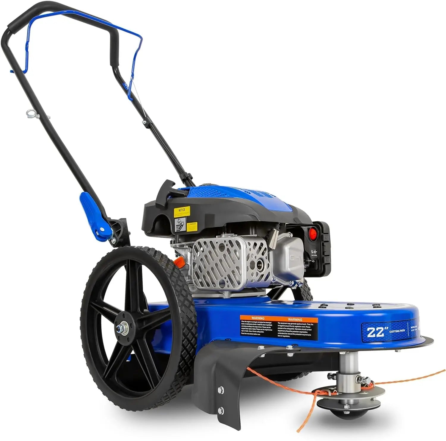 BILT HARD 22" Walk-Behind String Trimmer – 170cc 4-Cycle Gas Engine, Heavy-Duty Push Weed Eater & Brush Cutter with 14" Flat-Free Wheels