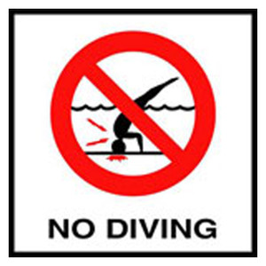 Inlays MG Series Ceramic Smooth NO DIVING Depth Marker 6"x 6" Tile, 2" Letter, C611500