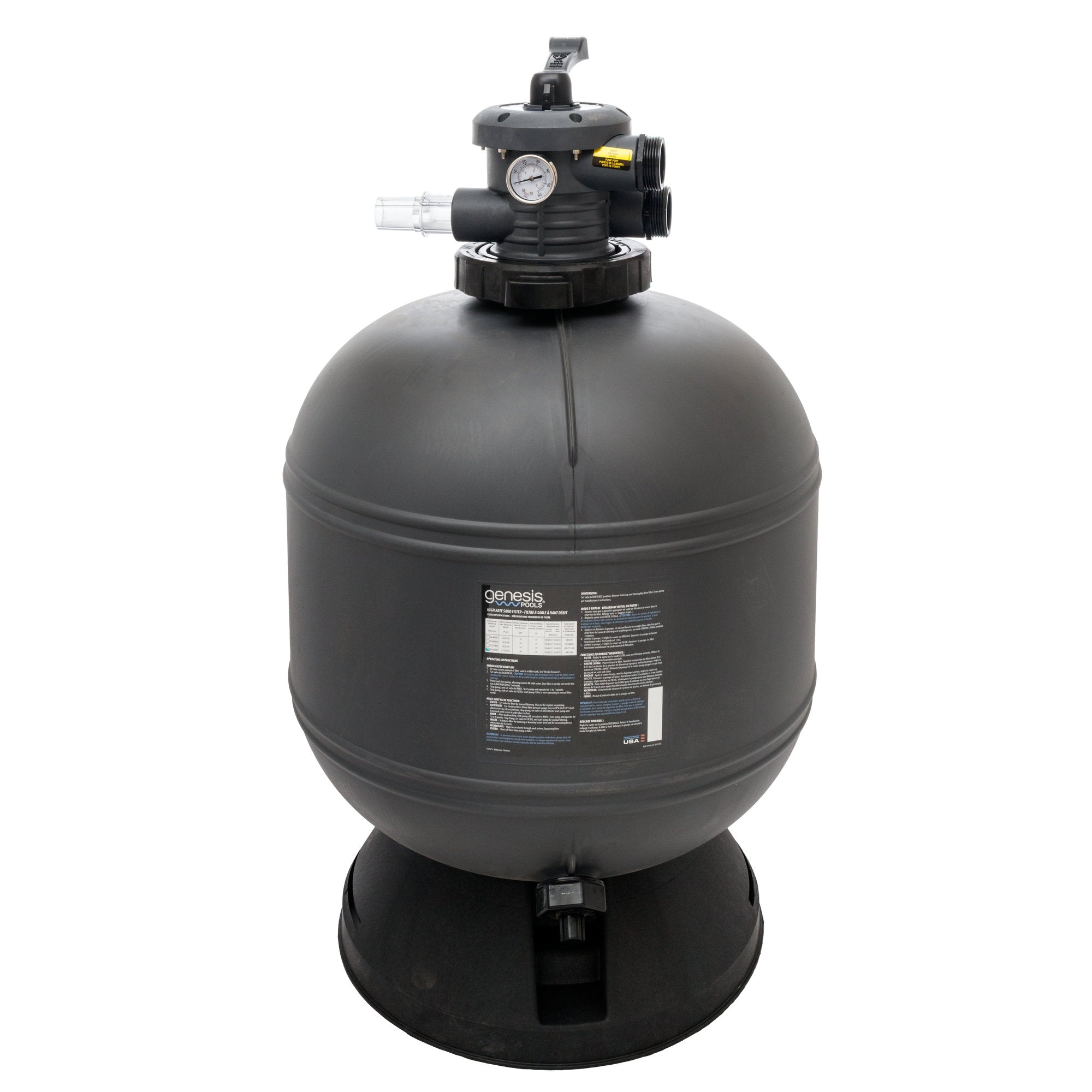 Genesis 26" Oval Sand Filter with 1.5" Valve, GPFS02629, 3-Year Warranty
