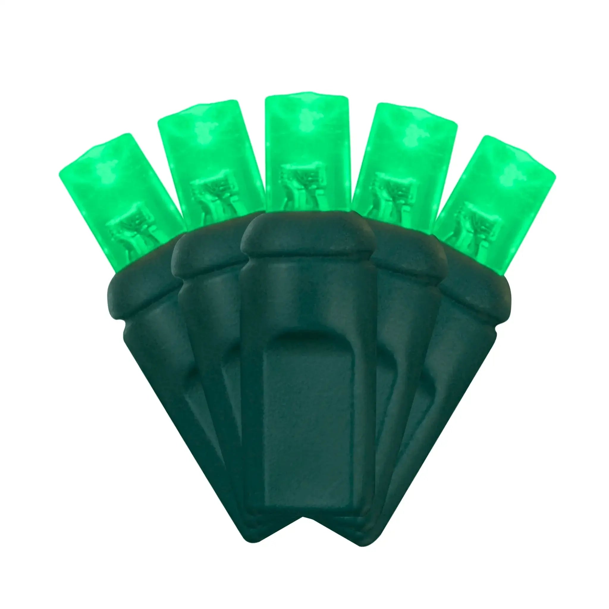 LED Mini Lights 5MM Green Static Green Wire - 6" Spacing