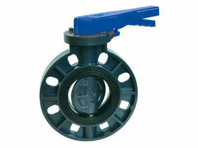 Lasco Series Butterfly Valve PVC 4" BFC/EPDM Blue Lever Handle, V40711N