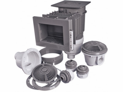 Waterway Renegade Gray 2.5" Spigot / 2" Slip Standard Vinyl Liner In-Ground Skimmer Builder’s Pack, 545-8407
