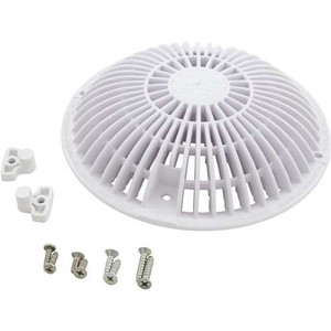 Aquastar White 8" Round Retrofit MoFlow Suction Outlet Cover with Screw & Bushing Kit, R8MF101