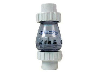 Super-Pro Swing-Spring Clear Check Valve with Unions .5 Lb, 1" Slip X Slip, SP0823-10C
