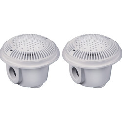 Hayward White Round ABS Plastic Dual Suction Outlet With AV Grate, 1.5" FIP x 2" FIP, Pack of 2,WG1053AVPAK2