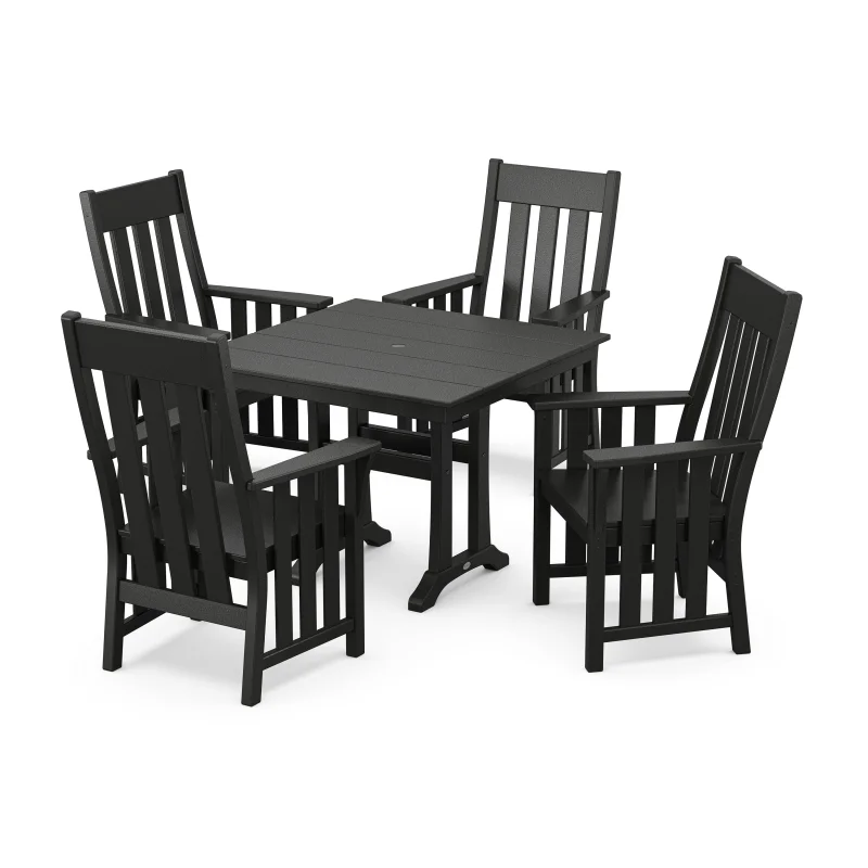 Acadia 5-Piece Farmhouse Dining Set with Trestle Legs Black