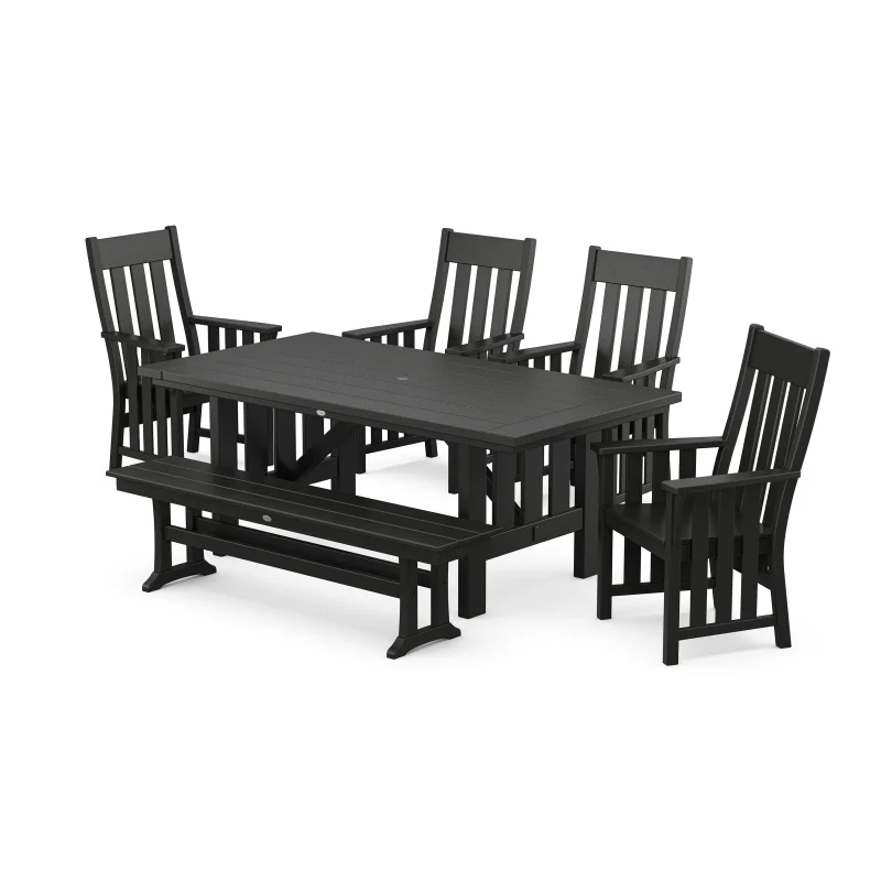 Acadia 6-Piece Dining Set with Bench Black