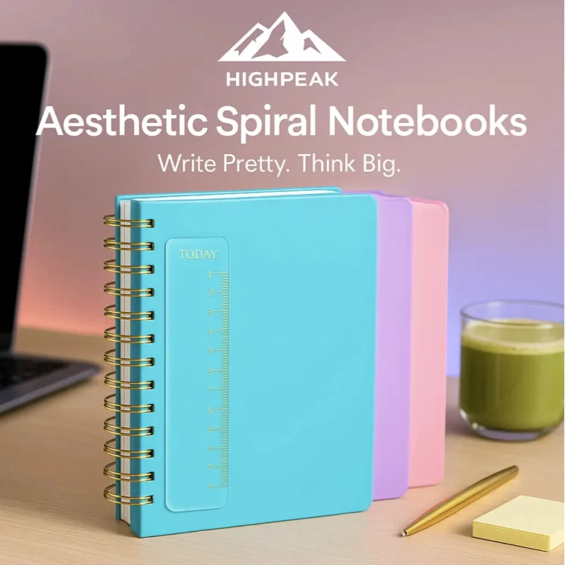 Aesthetic Spiral Notebooks Blue + Purple + Pink