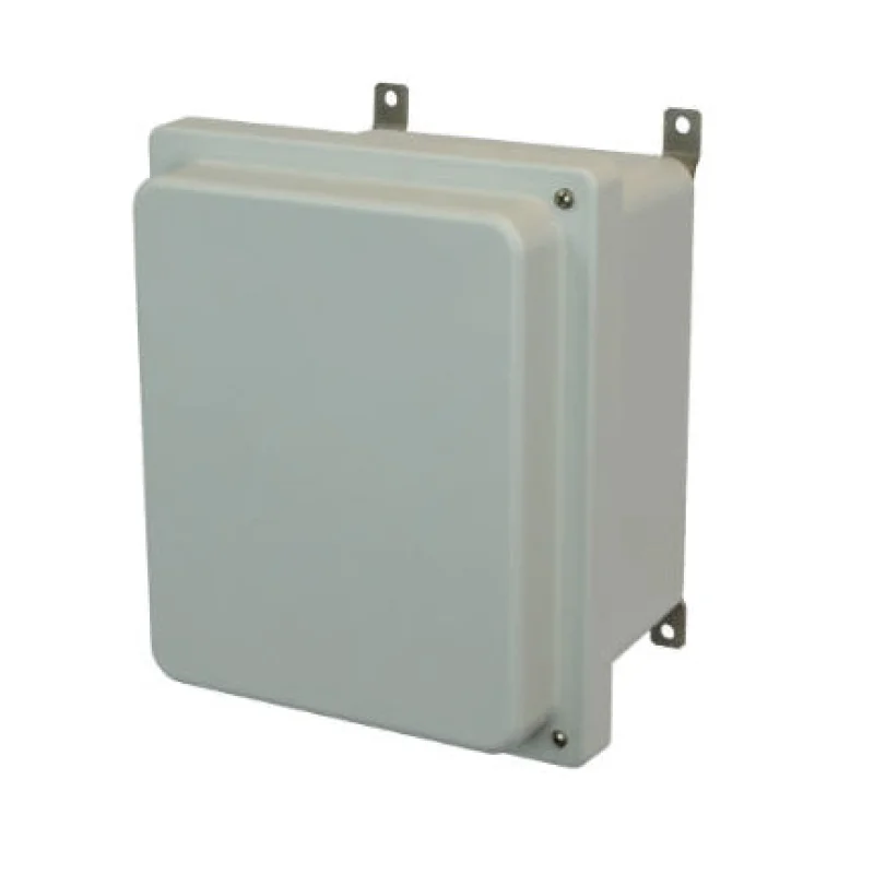 AM1084RH 10x8x4 NEMA 4X Fiberglass Enclosure w/ Raised Hinged Screw Cover