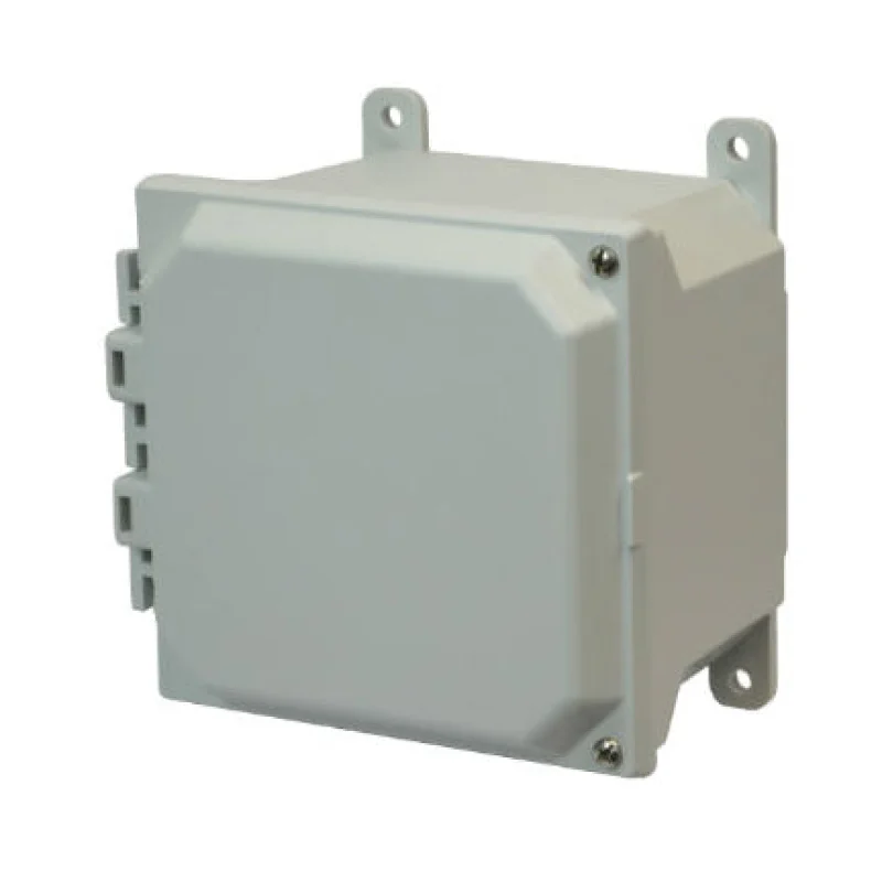 AMU664H 6x6x4 NEMA 4X Fiberglass Enclosure w/ Hinged Screw Cover Foot Mount