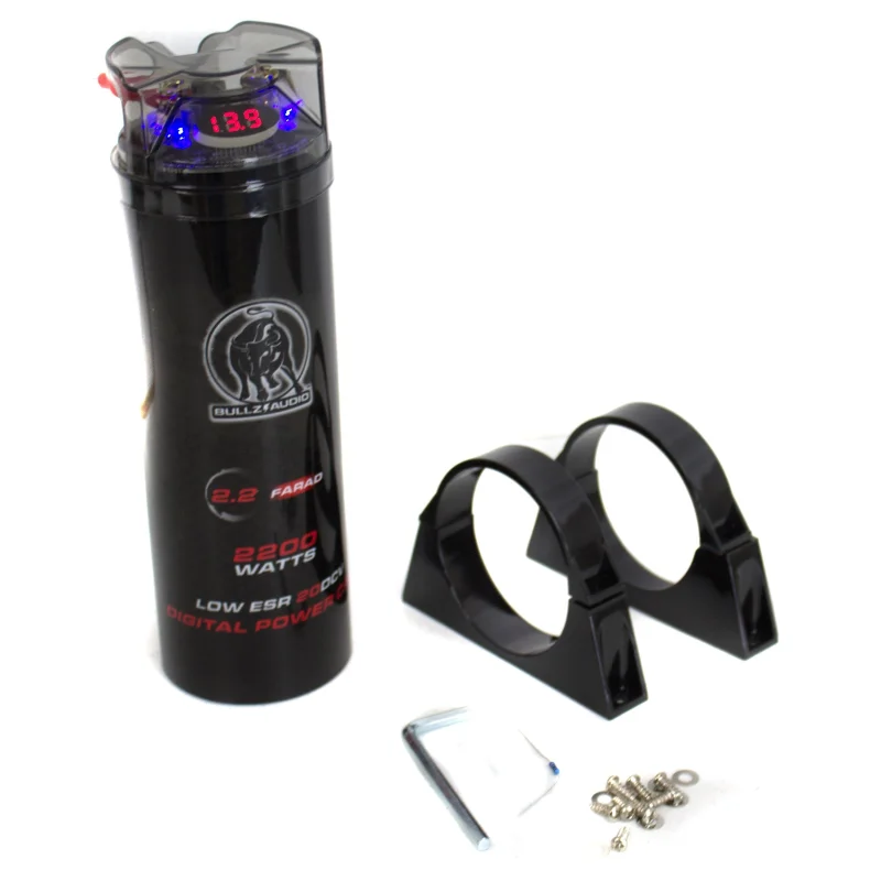 BULLZ AUDIO 2200 Watt 12v 2.2 Digital Car Power Farad Capacitor (Refurbished)