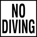Inlays MG Series Smooth Frost-Proof Waterline Depth Marker, NO DIVING, 6 x 6" Tile, 1/4" Thick, 2" Letter, C611501