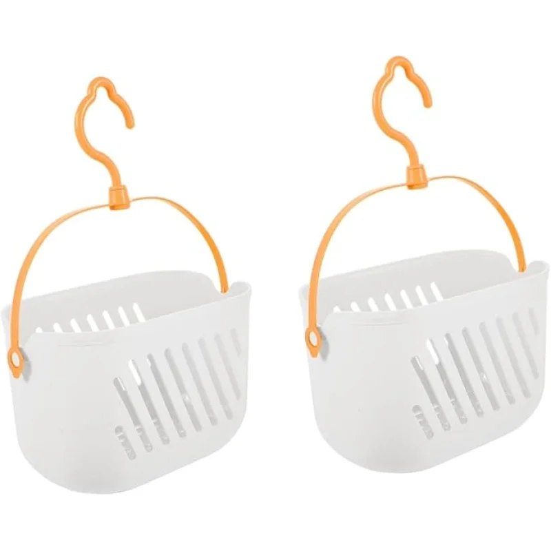 Cabilock 2pcs Hanging Shower Basket for Bathroom Storage Portable Organizer Hook for Toiletries Cleaning Supplies and Small Items Versatile Use Bathroom Kitchen Dorm Room