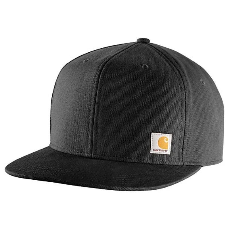 Carhartt Men's Firm Duck Flat Brim Cap (Black)