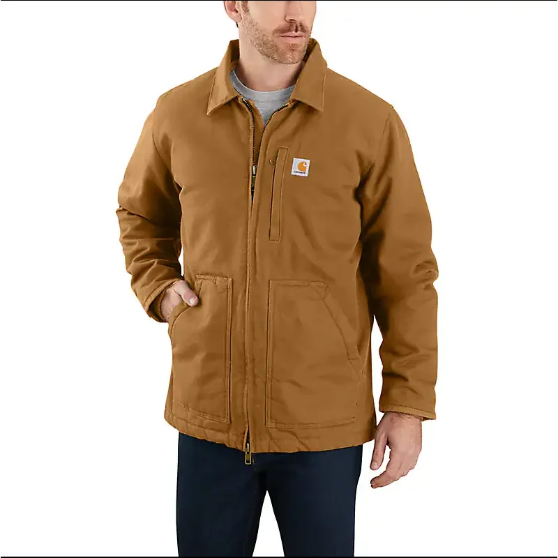 Carhartt Men's Sherpa-Lined Field Jacket - Loose Fit - Washed Duck (Carhartt Brown) Size LT