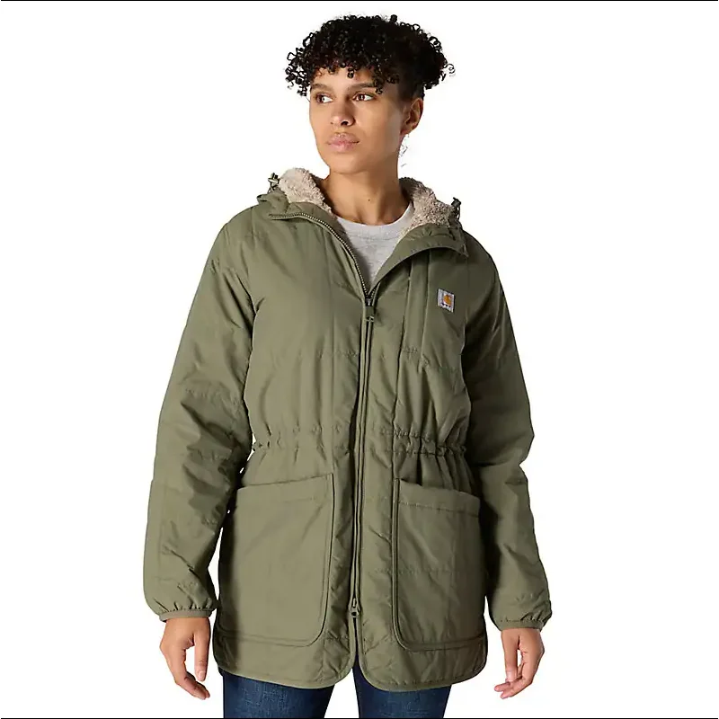 Carhartt Women's Rockford Loose Fit Lightweight Insulated Hooded Coat (Dusty Olive) Size M