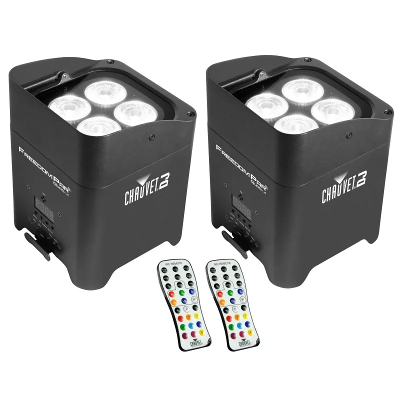 Chauvet DJ Freedom Par 4 Wireless Battery Wash Light Effect w/ Remote (2 Pack)
