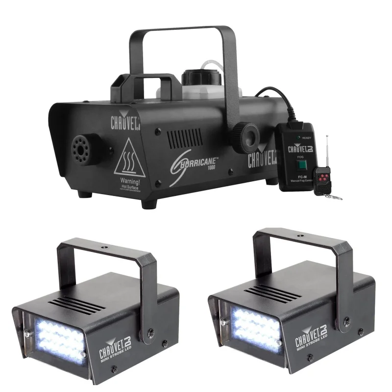 CHAUVET Hurricane 1000 H1000 Fog Smoke Machine + 2 CH-730 LED Mini Strobe Lights