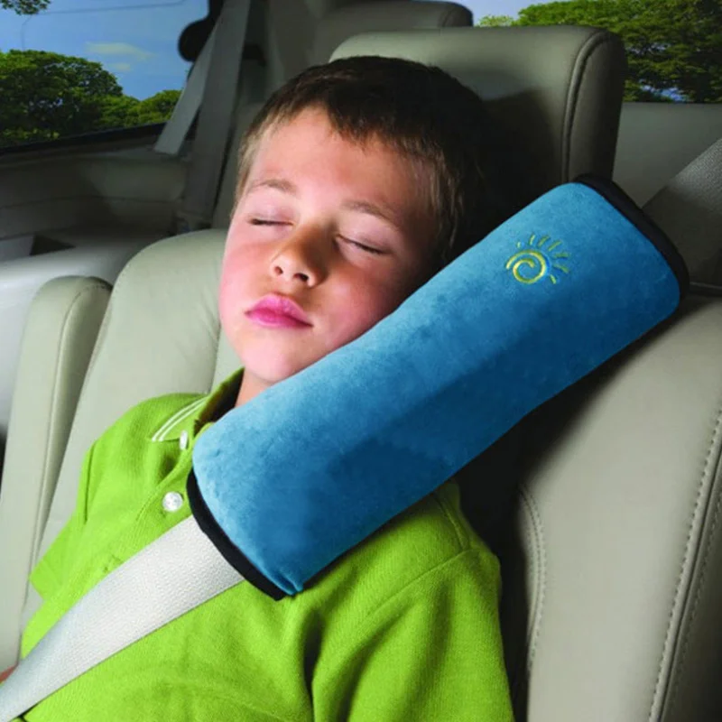 Children Car Pillow with Secure Seat Belt Attachment | Comfortable Head Support for Safe Travel Yellow