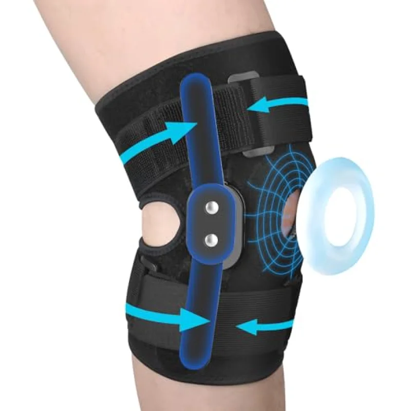 CHIYAN Hinged Knee Brace for Women Men, Open Patella Design with Dual Metal Side Stabilizers, Knee Immobilizer Support for Joint Pain Relief, Arthritis, Meniscus Tear, ACL, PCL, MCL