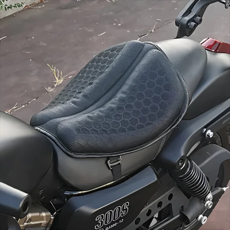 Comfort Gel Seat Cushion | Motorcycle Seat Pad with Shock Absorption | Breathable Design for Long Rides