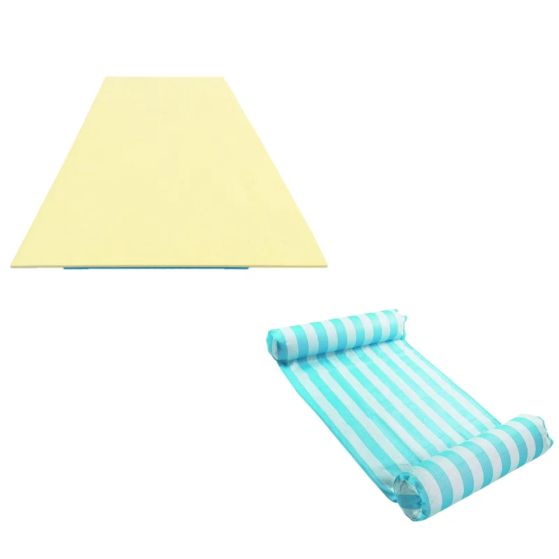 Comfy Floats 12' Water Pad & Comfy Floats Inflatable Striped Hammock Pool Float