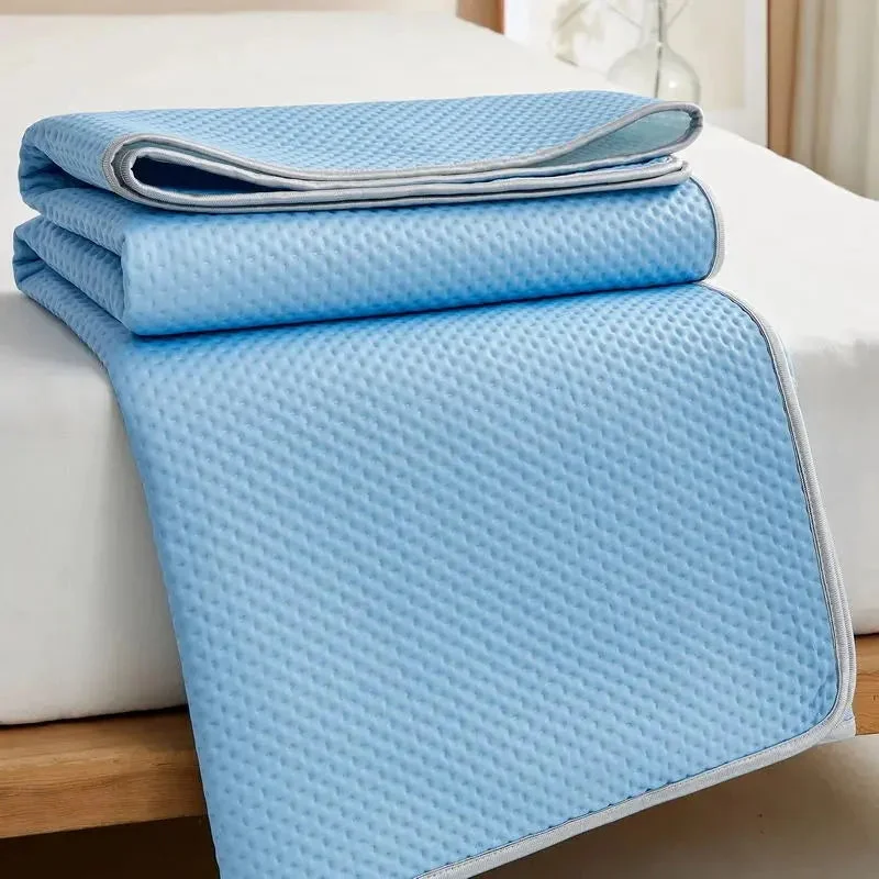 Cooling Mattress Pad with Breathable Ice Silk Fabric | Soft Design for Comfortable Summer Sleep Blue
