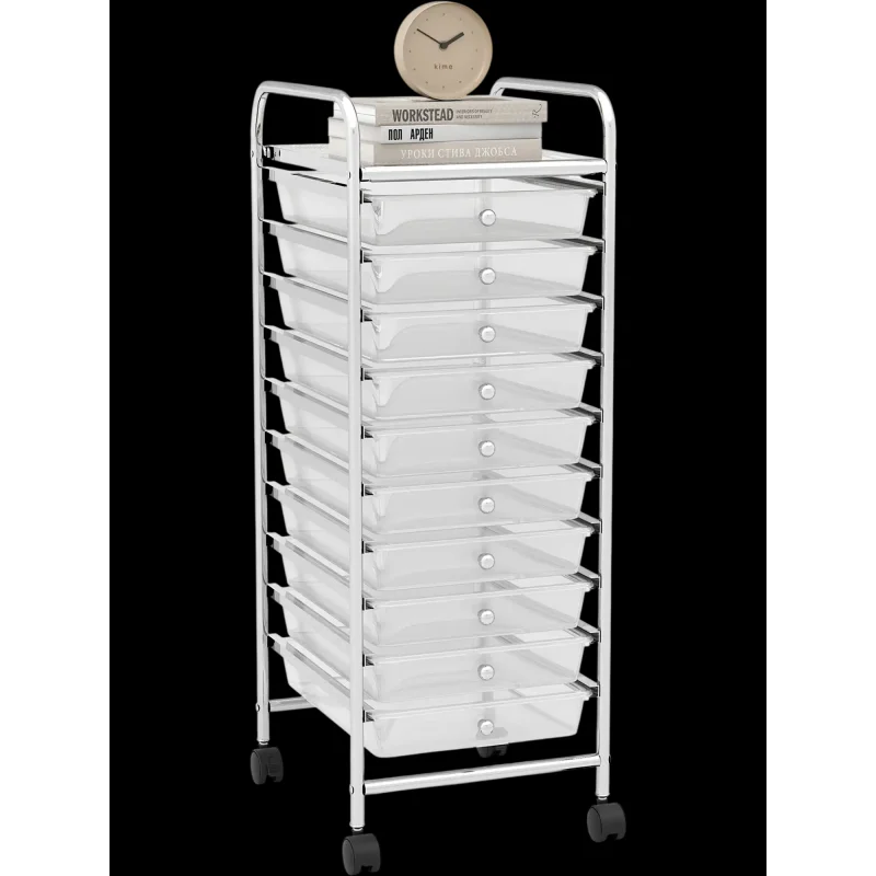 Costway 10-Drawer Rolling Storage Cart Organizer w/ 4 Universal Casters 18429736 New Transparent