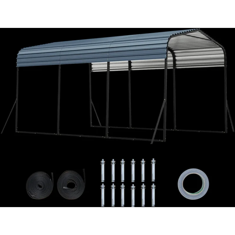 Costway 10' x 14.5' Heavy-Duty Carport Outdoor Galvanized Steel Garage Car Shelter Leak-Proof Roof 60380765 New