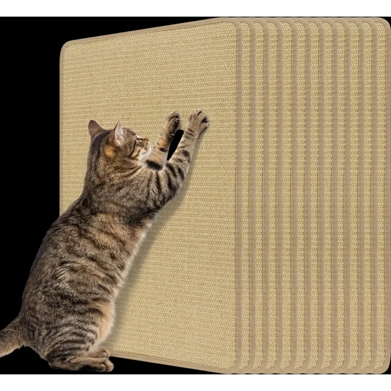 Costway 12-Piece Cat Scratcher Mat Set 24" x 16" Natural Sisal Pads 12767154 New