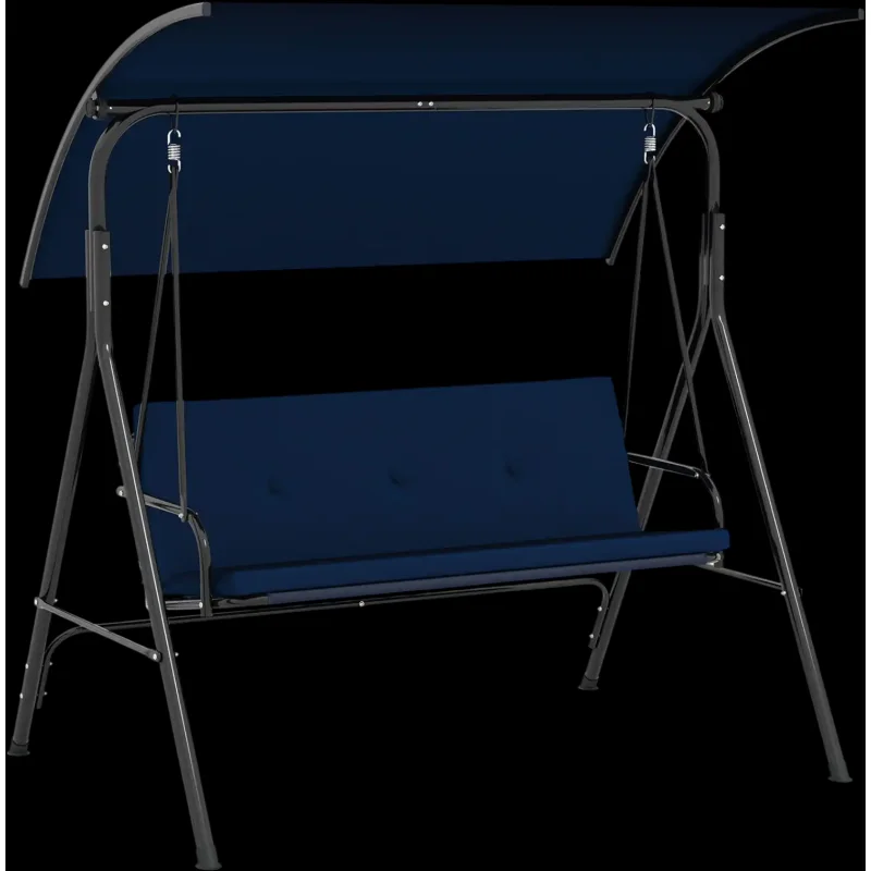 Costway 2-Seat Patio Swing Chair Adjustable Canopy Metal Stand 85207827 New Navy