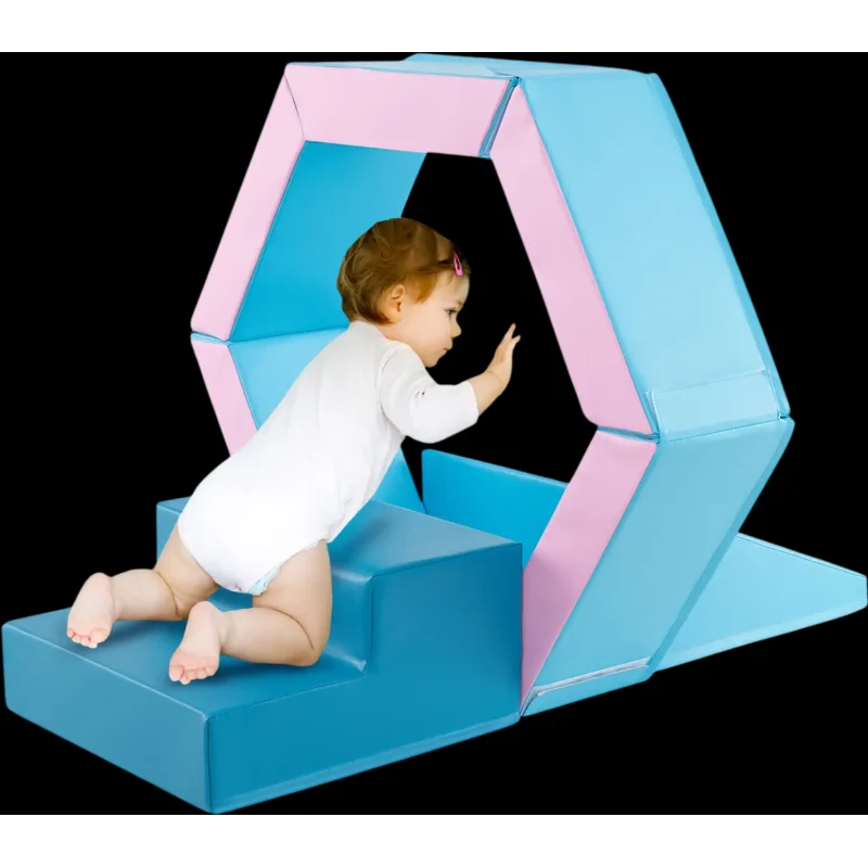 Costway 3-Piece Baby Foam Climbing Blocks Ball Pit Crawl Set Blue 152874693 New Blue