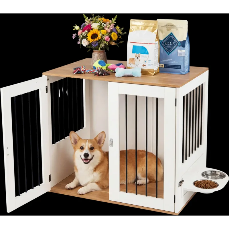 Costway 31.5" Wooden Dog Crate Furniture Double Lock Doors 25040115 New