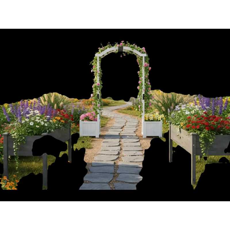 Costway 3pc Garden Arbor & Raised Bed Combo Set 79223679 New