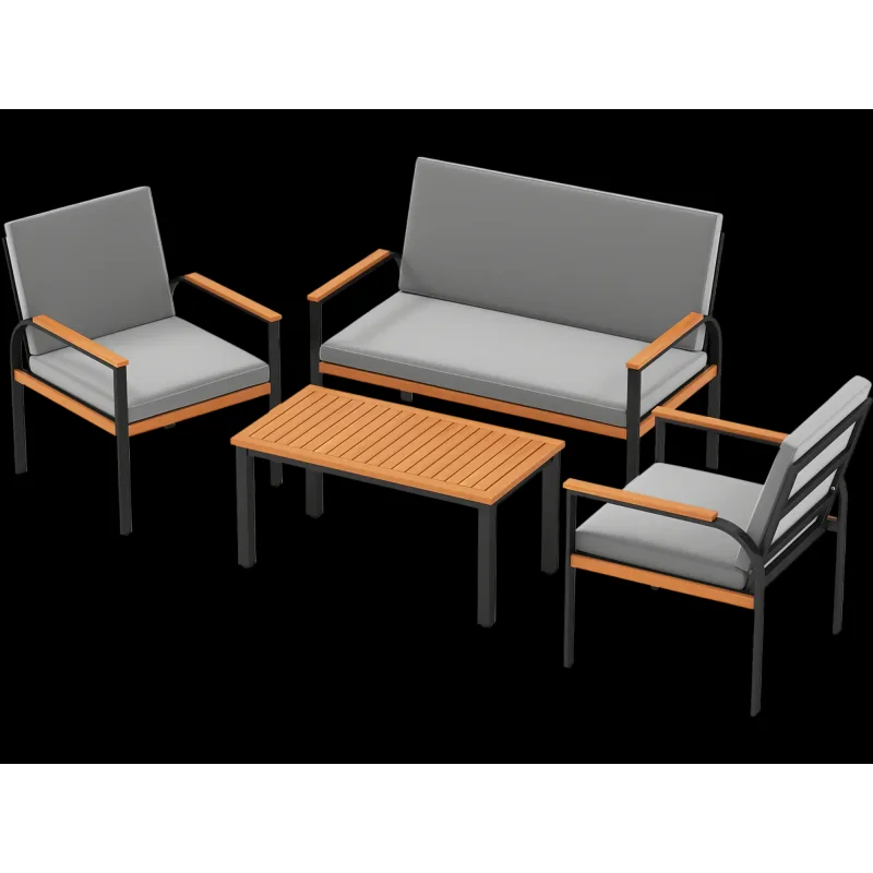 Costway 4-Piece Patio Furniture Set Coffee Table Loveseat Removable Cushions 11649052 New