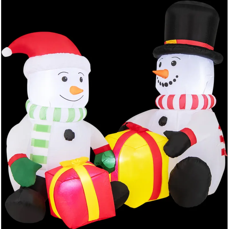 Costway 5' 2 Cute Blow-Up Snowman Christmas Inflatable w/ Gift Boxes 63589241 New