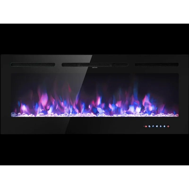 Costway 50" Recessed Wall Mounted Electric Fireplace Insert Adjustable Brightness 21594673 New